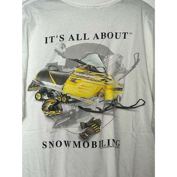 Anvil It's All About SnowMobiling Graphic Print Short Sleeve T Shirt White - Picture 5 of 5